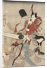 Two actors in the roles of Saitogo Kunitake and a female Buddhist devotee by Anonymous