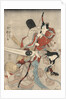 Two actors in the roles of Saitogo Kunitake and a female Buddhist devotee by Anonymous