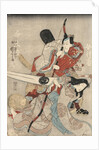 Two actors in the roles of Saitogo Kunitake and a female Buddhist devotee by Anonymous