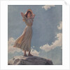 Young woman standing on rock by Anonymous