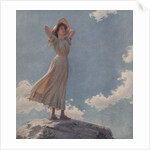 Young woman standing on rock by Anonymous