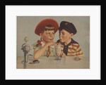 Boy and girl sharing ice cream soda by Anonymous