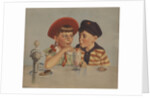 Boy and girl sharing ice cream soda by Anonymous