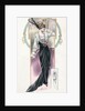 Woman modeling black and white dress and feathered hat by Anonymous
