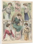 Five women modeling blouses by Anonymous