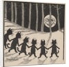 Line of cats in moonlight by Louis Wain