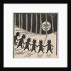 Line of cats in moonlight by Louis Wain