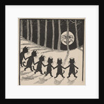 Line of cats in moonlight by Louis Wain