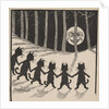 Line of cats in moonlight by Louis Wain