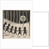 Line of cats in moonlight by Louis Wain