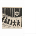 Line of cats in moonlight by Louis Wain