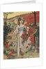 Girl carrying basket with red flowers by Anonymous