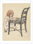 Little girl writing on chair by Anonymous