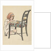 Little girl writing on chair by Anonymous