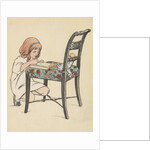 Little girl writing on chair by Anonymous