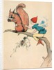 Elf and squirrel sitting on tree branch by Anonymous