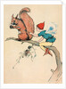 Elf and squirrel sitting on tree branch by Corbis