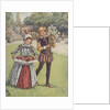 Boy and girl in Elizabethan dress carrying flowers by Anonymous