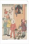 Group of children watching puppet show by Anonymous