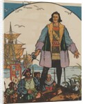 Christopher Columbus standing on shore by Anonymous