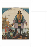 Christopher Columbus standing on shore by Anonymous