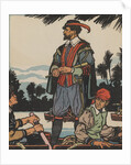 Sir Walter Raleigh standing in rowboat by Anonymous