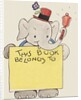 Elephant ringing bell and holding sign by Anonymous
