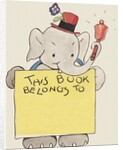 Elephant ringing bell and holding sign by Anonymous