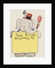 Elephant ringing bell and holding sign by Anonymous