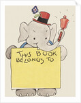 Elephant ringing bell and holding sign by Anonymous