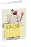 Elephant ringing bell and holding sign by Anonymous