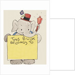 Elephant ringing bell and holding sign by Anonymous