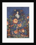 Baby sitting atop bower of trees and flowers by Anonymous