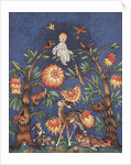 Baby sitting atop bower of trees and flowers by Anonymous