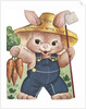 Birthday card with farmer rabbit by Anonymous