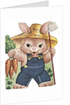 Birthday card with farmer rabbit by Anonymous