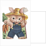 Birthday card with farmer rabbit by Anonymous