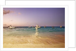 Beach and fishing boats on sea, Bavaro, Dominican Republic by Anonymous