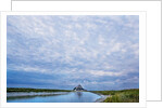View near fortified town during low tide, Mont Saint Michel, Lower Normandy, France by Anonymous