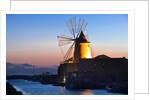 Windmill and saltworks at sunset, Marsala, Sicily, Italy by Anonymous