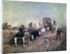 Train of Conestoga Wagons in 1850s America. by Anonymous