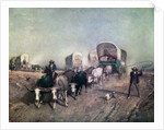Train of Conestoga Wagons in 1850s America. by Anonymous