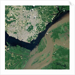 Confluence of the Rio Negro and Rio SolimÃµes Rivers, forming the lower Amazon River in Brazil by Anonymous