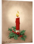 Vintage Illustration of Christmas Candle with Holly by Anonymous