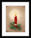 Vintage Illustration of Christmas Candle with Holly by Anonymous