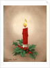 Vintage Illustration of Christmas Candle with Holly by Anonymous