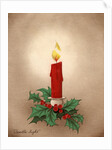 Vintage Illustration of Christmas Candle with Holly by Anonymous