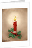 Vintage Illustration of Christmas Candle with Holly by Anonymous