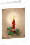 Vintage Illustration of Christmas Candle with Holly by Anonymous