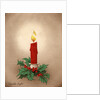 Vintage Illustration of Christmas Candle with Holly by Anonymous